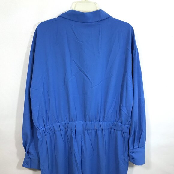 XXL Jumpsuit Long Sleeve Wide Leg Pockets Blue - Picture 8 of 10